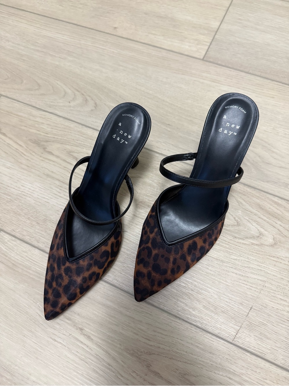 a new day Leopard-Print Pointed Toe Slingback Heels - Brown/Black